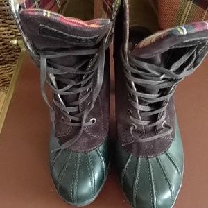 Lace up high heel boots